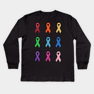 Faux Glitter Awareness Ribbon Pack Kids Long Sleeve T-Shirt